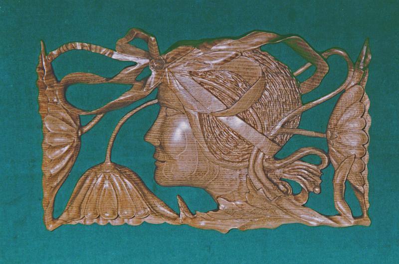 Art Nouveau.jpg - "Art Nouveau Panel" - by Colin Etherington European Oak - 26" by 13"